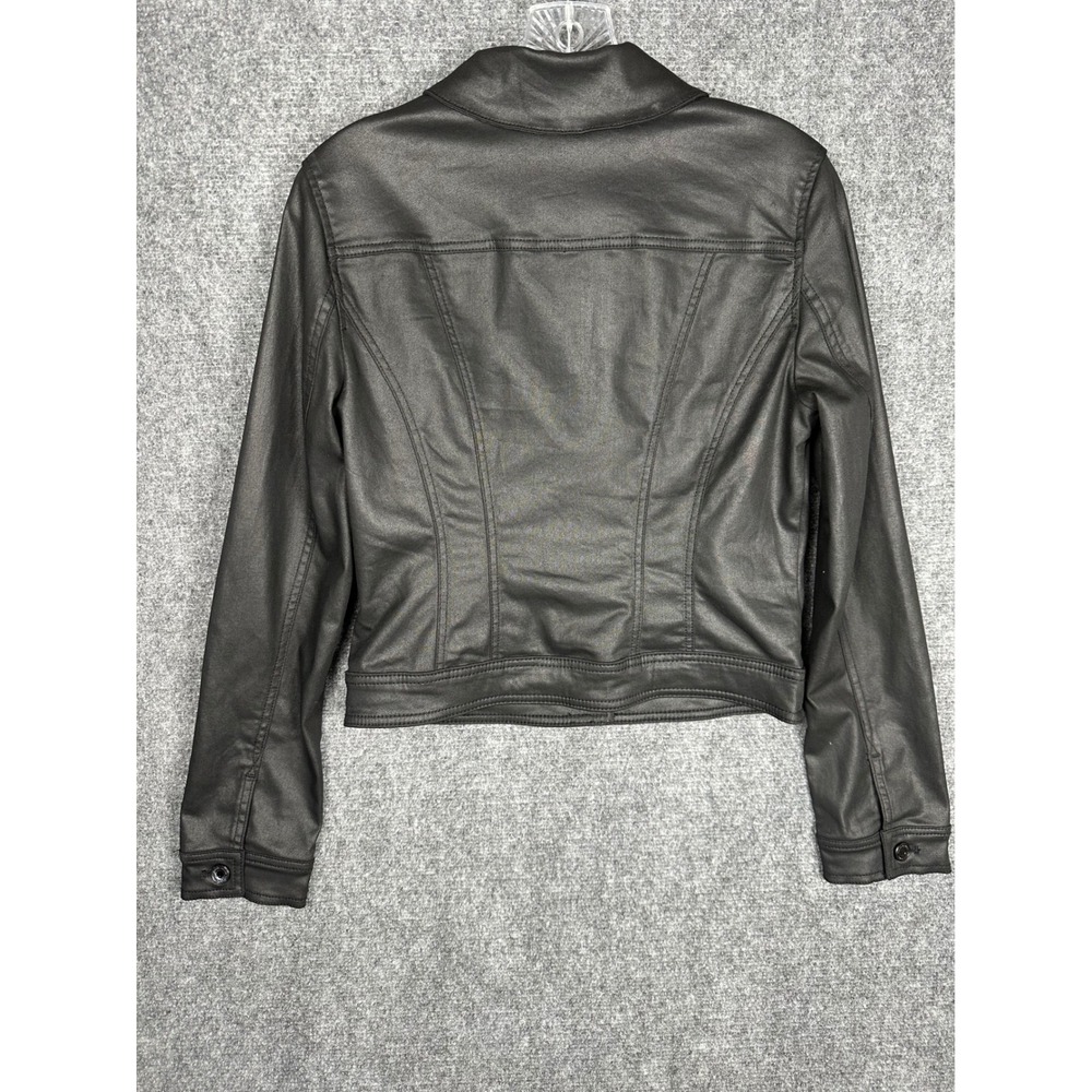 White House Black Market Womens Coated Metallic Denim Jacket Black Size 6 - Picture 5 of 11